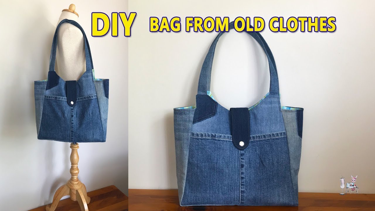 JEANS TOTE BAG | DIY BAG OUT OF OLD CLOTHES | RECYCLE OLD JEANS | BAG ...