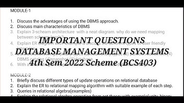 Database Management System important questions for VTU exam 2022 scheme 4th semester BCS403 #dbms