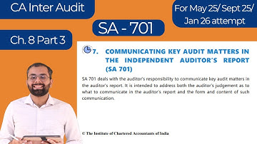 SA 701 | Key Audit Matters (KAM) | CA Inter Audit Ch. 8 - Audit Report | Part 3 | M 25 S 25 J 26