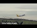 Monarch Airlines Airbus A321 G-OZBO takeoff from Manchester Airport to Malaga