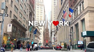 [4K]🇺🇸 NYC Walk: Financial District🏦, Lower Manhattan🗽/Lunch at La Parisienne🥞🥪☕ Mar. 2023