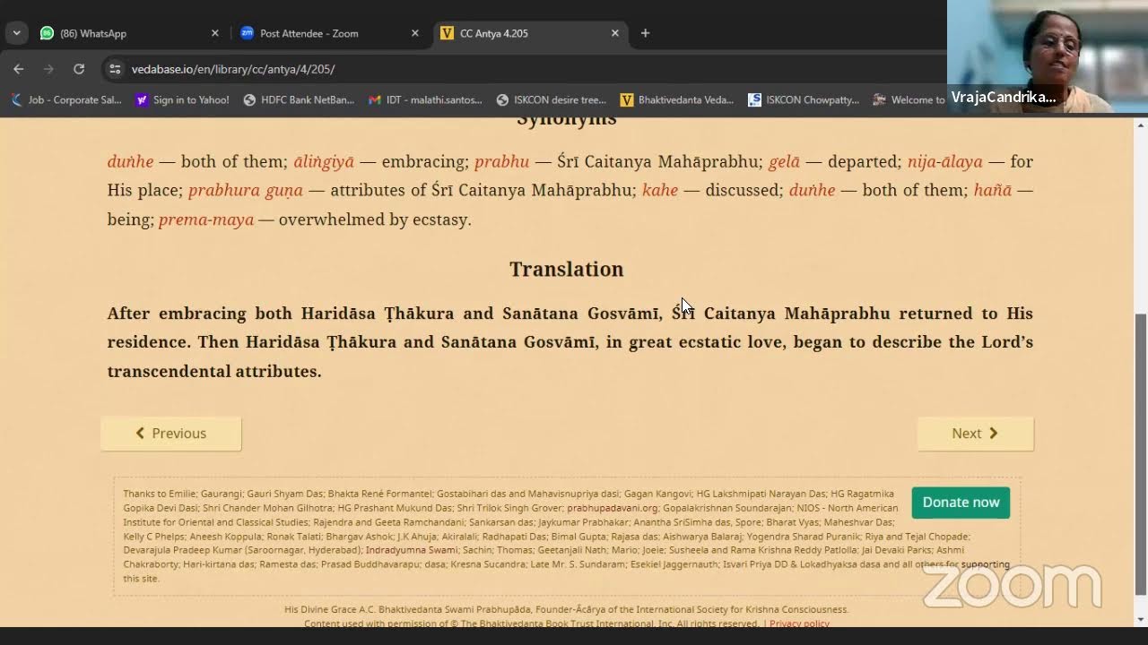 ICF Sessions- CC Antya Lila Chapter 4, 19th July 2024