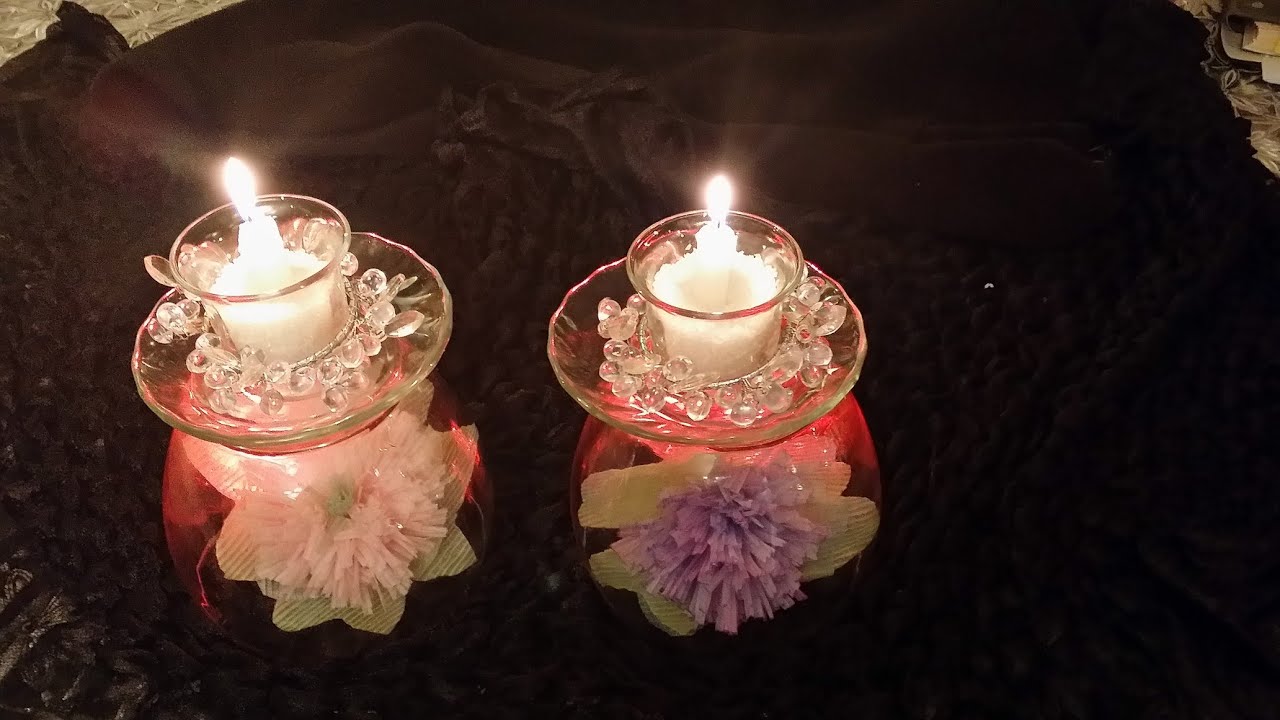 طريقة عمل ورردة لتزيين حامل الشموع How To Make A Candle Holder YouTube