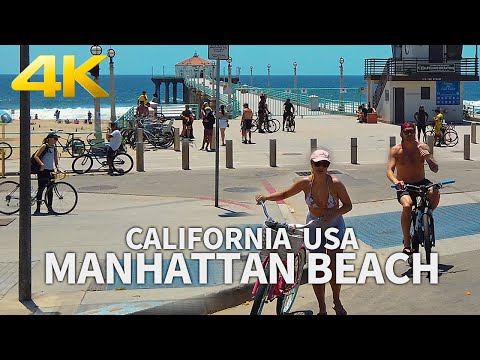 MANHATTAN BEACH - Walking Manhattan Beach, Los Angeles, South Bay, California, USA - 4K UHD