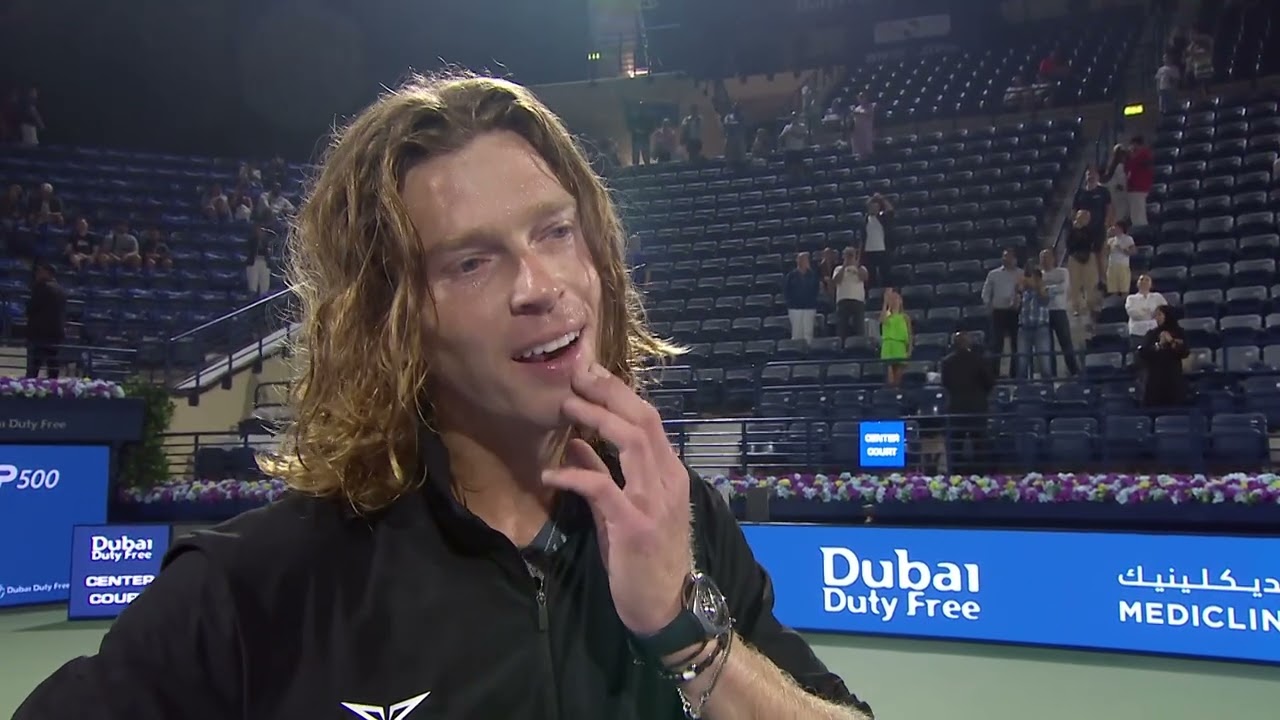 Послематчевое интервью: Андрей Рублев после 1-го раунда теннисного чемпионата Dubai Duty Free 2026.