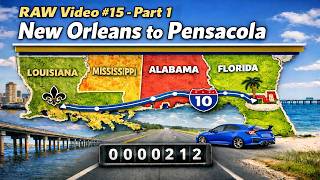 ⁴ᴷ RAW Video #15 - Part 1 | New Orleans to Pensacola Area on I-10 (212 Miles)