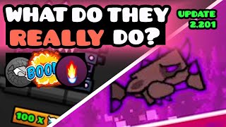 NEW ITEMS EXPLAINED (New Death Effects, Animations, Ship Fires) | Geometry Dash 2.2