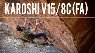 Karoshi, V15/8C - First Ascent - Hueco Tanks