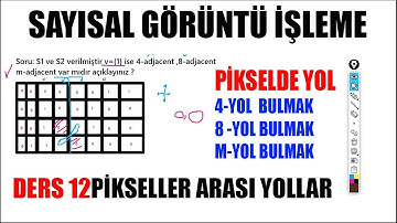 12| Pikseller Arası Yol Çizmek(4,8,M YOL)| Sayısal Görüntü İşleme Image Processing Dersleri