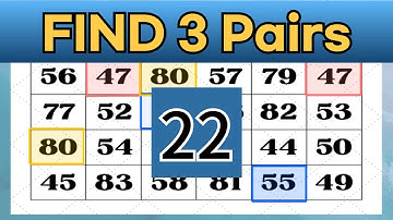 Find 3 pairs (L22), dememtia test, prevent dementia,increase cognitive ability, number quiz,have fun