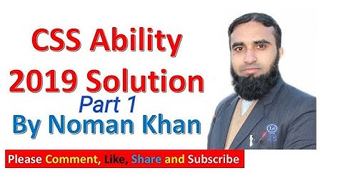CSS G.Science & Ability 2019 Paper Solution (Part-1) || by Noman Khan