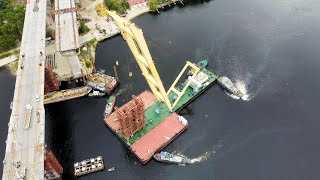 видео: Новый вантовый мост. Кран Захарий доставил временную опору. Сварка и вязка арматуры низового пилона картинка: Новый вантовый мост. Кран Захарий доставил временную опору. Сварка и вязка арматуры низового пилона