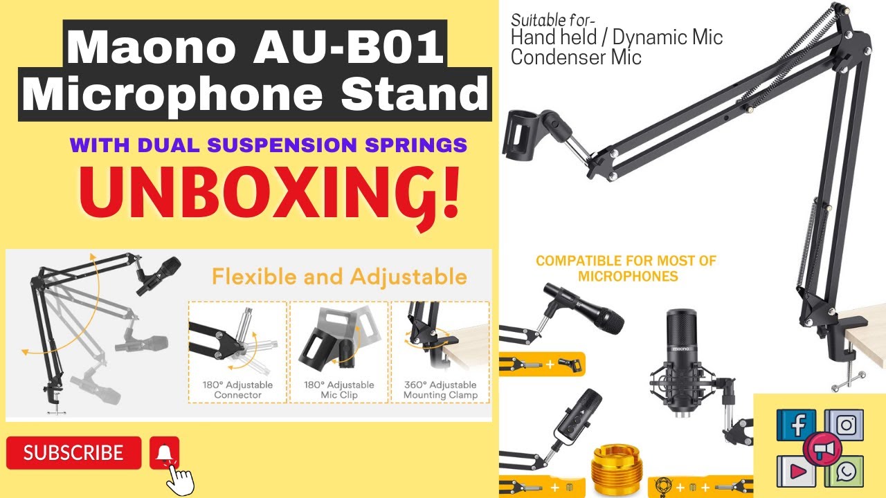 Maono AU-B01 Microphone Stand Unboxing and Setup 