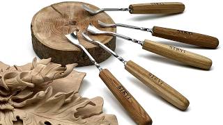 STRYI Maestro Semi-Bent Gouges #9 | 5-Piece Set for Deep Relief, Hollowing