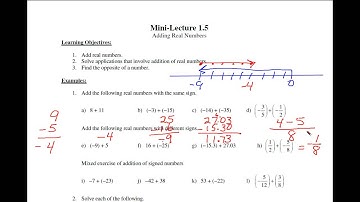 M1103 Mini-Lecture  1.5 Adding Real Numbers