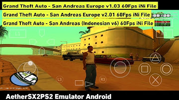 EU Gta San Andreas 60fps best settings for aethersx2 emulator android + widescreen on lag fix 100%