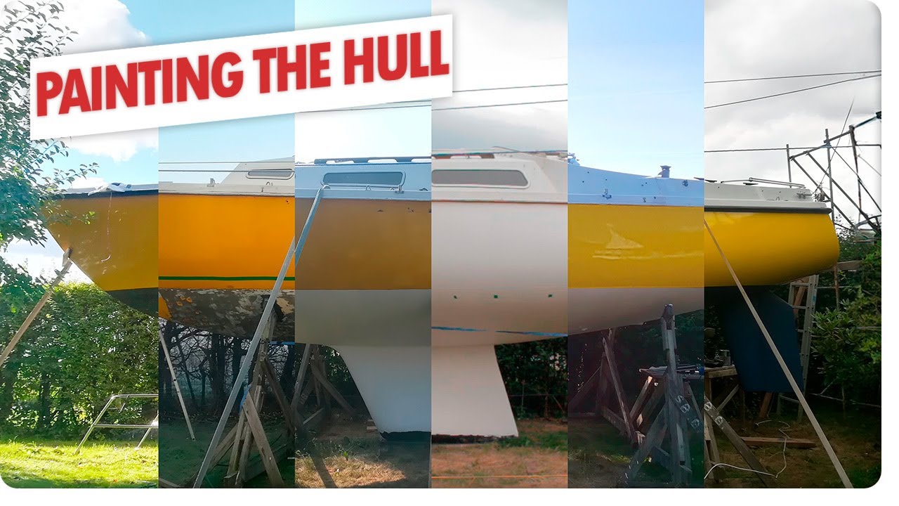 Painting the hull of Eranthis with epoxy primer, gelcoat and