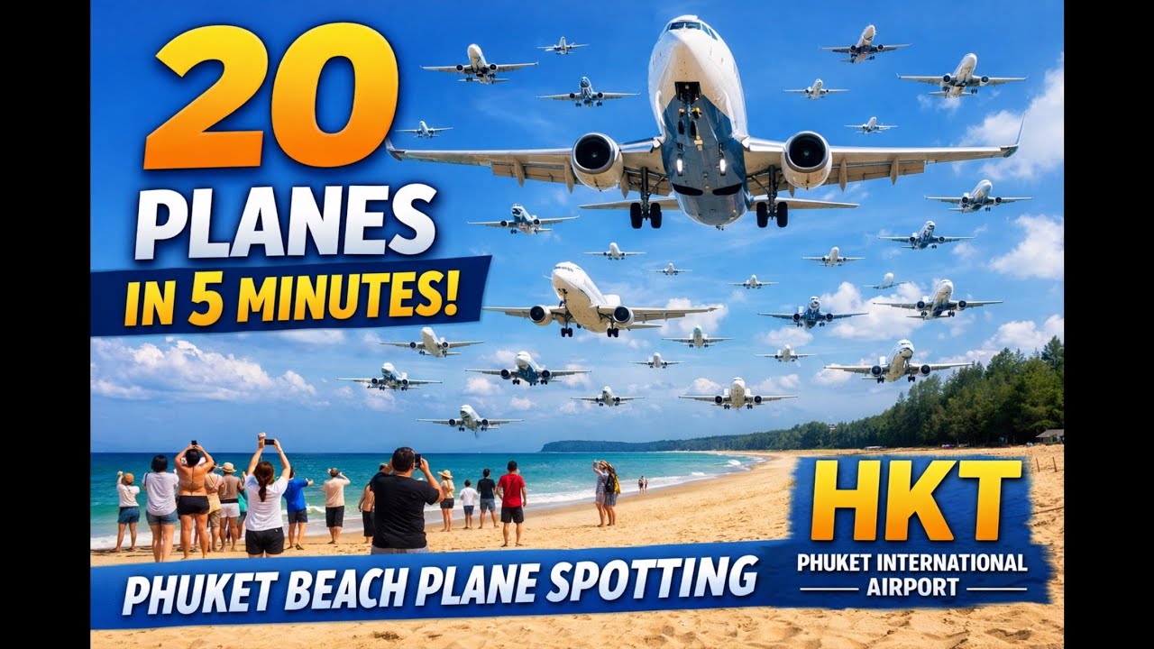 20 Planes in 5 Minutes at Phuket Airport (HKT) 🇹🇭 | Extreme Beach Landing Compilation 2026 #landing 