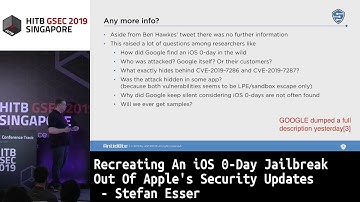 #HITBGSEC D2: Recreating An iOS 0-Day Jailbreak Out Of Apple