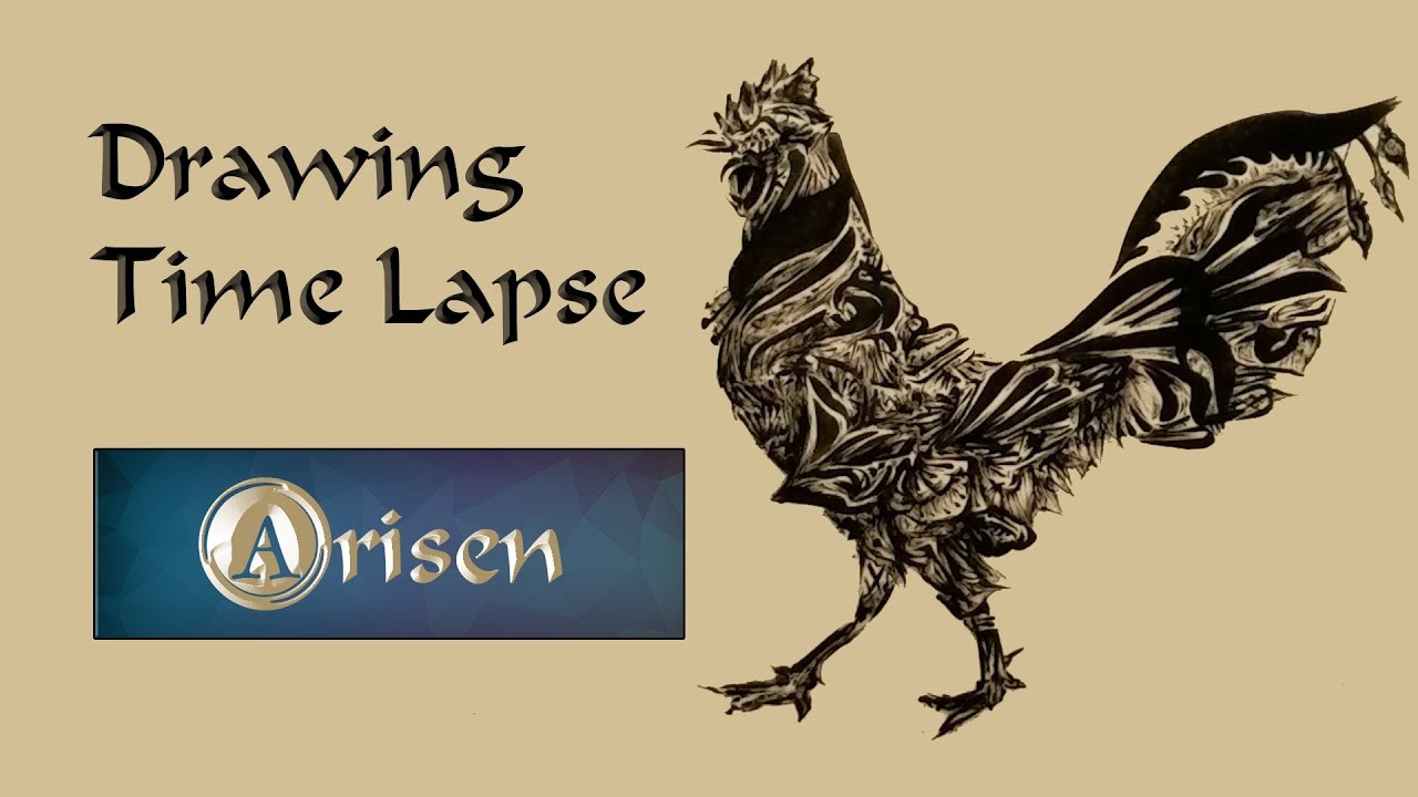 Abstract Art Daily: How to Draw an Abstract Rooster - Inktober 2017 Day 24