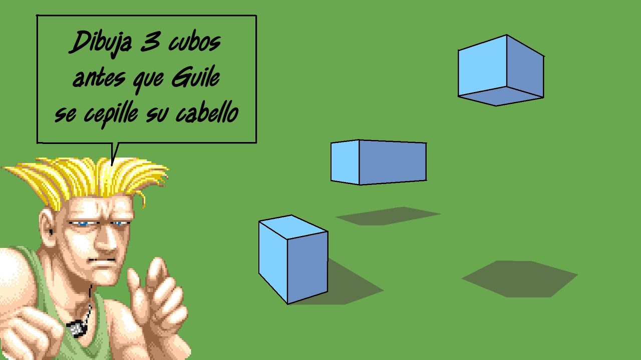 Dibuja 3 cubos antes que Guile se cepille su cabello