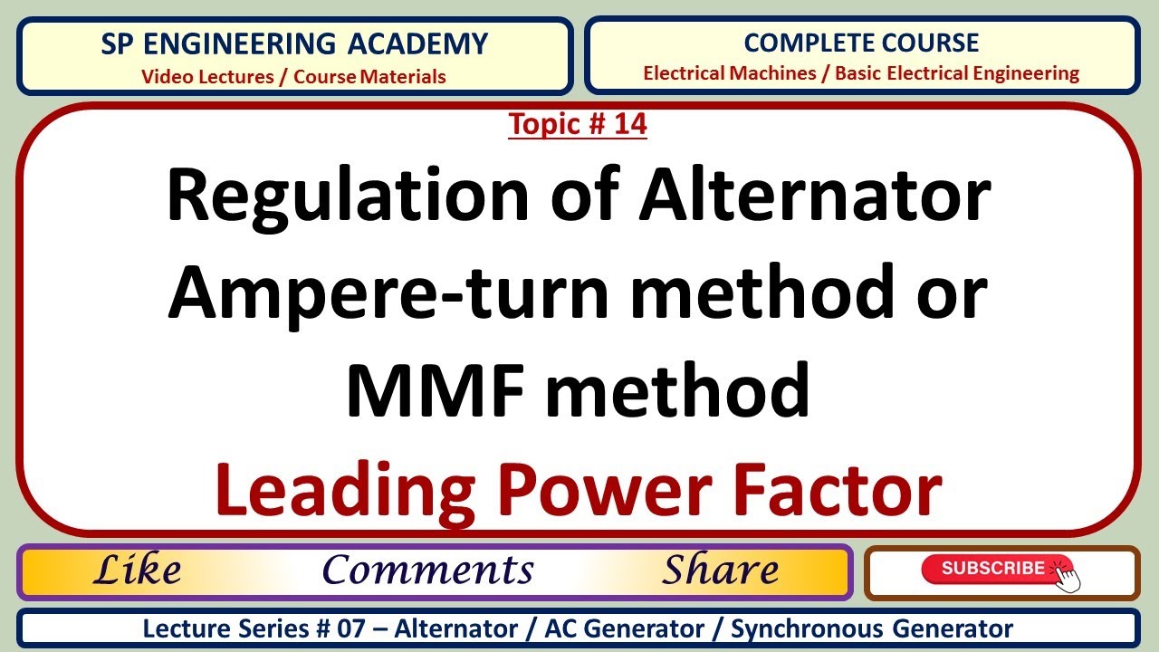 14 Regulation of Alternator   Ampere turn method or MMF method   Leading Power Factor