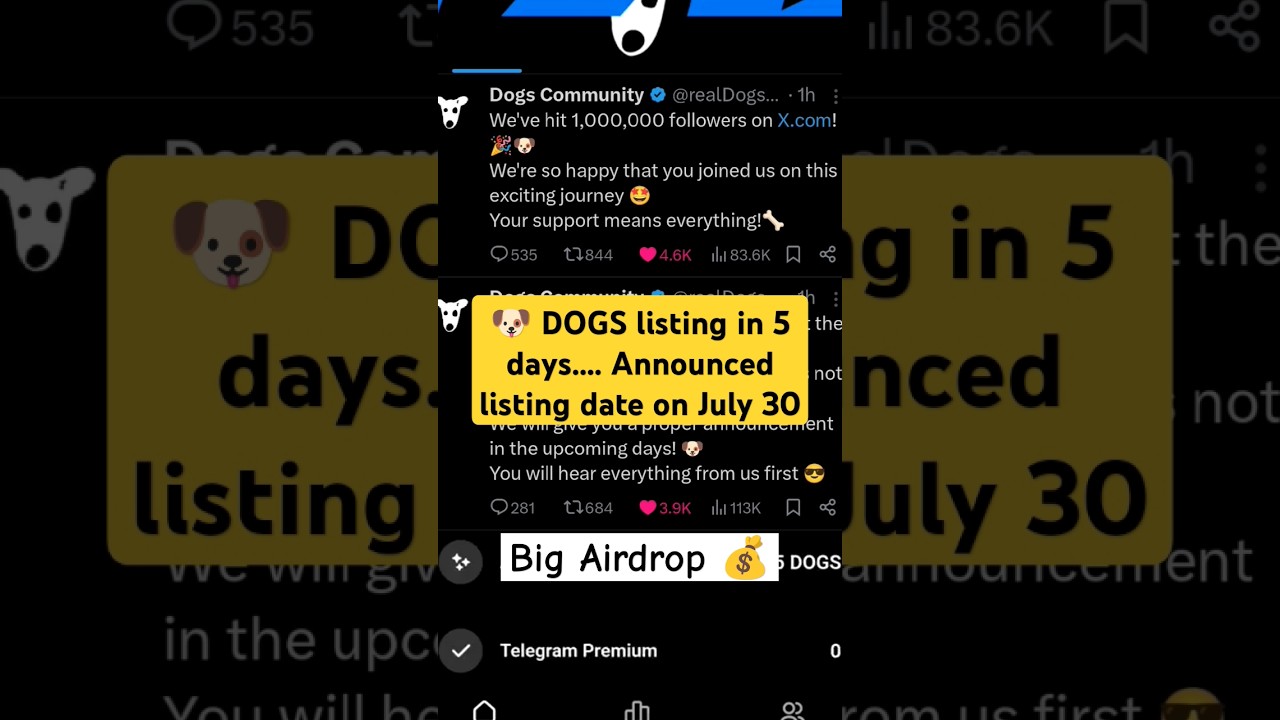 🐶 DOGS listing in 5 days🐕✅Exchange Gate_io announced listing date on July 30 | learn with cryptoai07