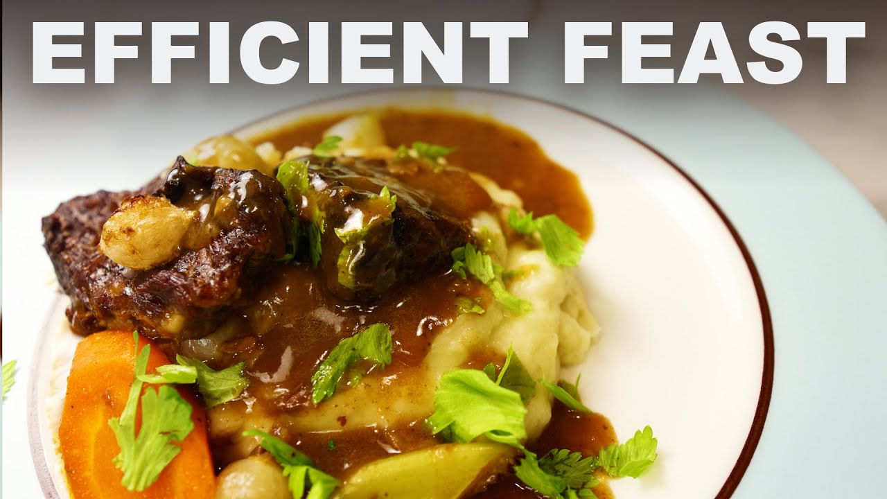 Easy big beef stew and roasted garlic mashed potatoes