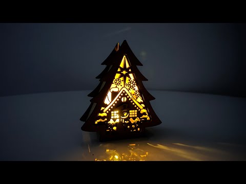 [Laser cut and engrave] Christmas Tree Candle Holder