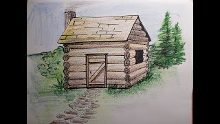 How to draw a Log Cabin