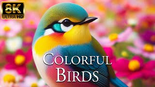 Colorful Birds 8K ULTRA HD | Relaxing Music With Beautiful Birds Sound in the Forest
