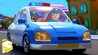 Las ruedas del coche de policía un poema para niños en español