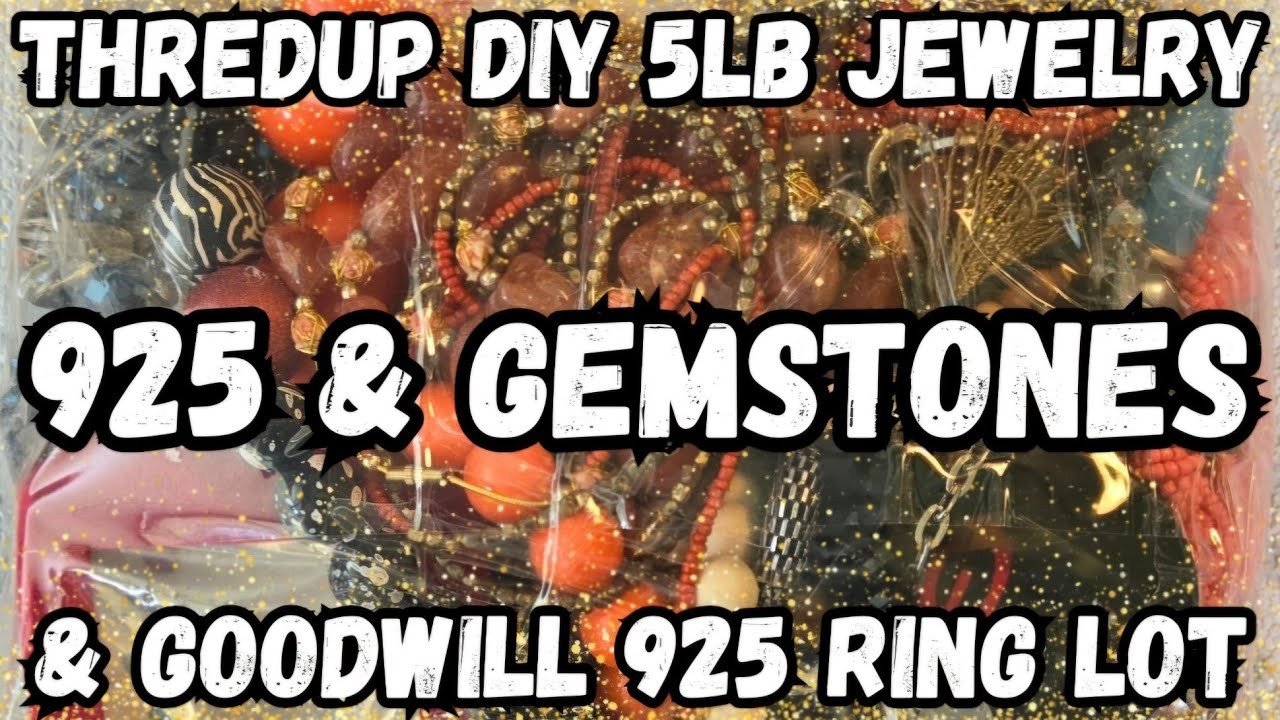 925 SILVER  Thredup DIY 5lb Jewelry Jar  925 Ring Shop Goodwill Jewelry Unboxing  jewelryunboxing