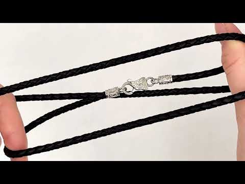 Шнурок з екошкіри плетений шкіряний БС921 колір чорний ширина 3 мм довжина 55, видео 1