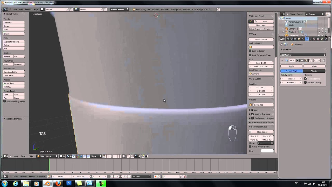 Blender 2.6 Tutorial "Coffee togo"  part 1