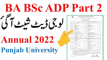 BA BSc ADP Part 2 Annual 2022 Date Sheet Punjab University - Pu ADP Exam 2022 Date Sheet Pu