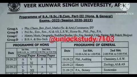 Vksu Part 3 Exam Routine 2020-23 | Vksu Part 3 Exam Program Sheet 2020-23 | Vksu Part 3 Routine 2023