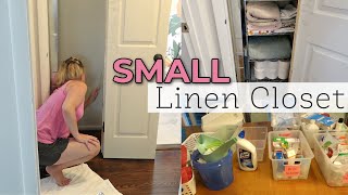 Small Linen Closet Makeover & Organization! // + Pea Gravel Project // Budget Homemaking