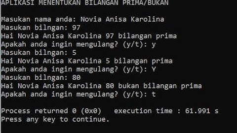 MEMBUAT PROGRAM C++(CodeBlocks) YANG MENENTUKAN APAKAH YANG DIINPUT BILANGAN PRIMA/BUKAN