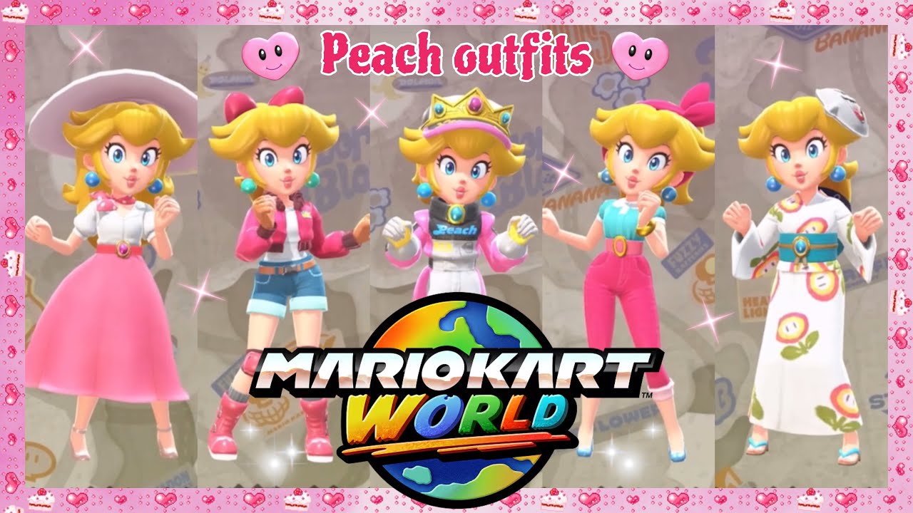 ♥Mario Kart World - all Peach outfits♥