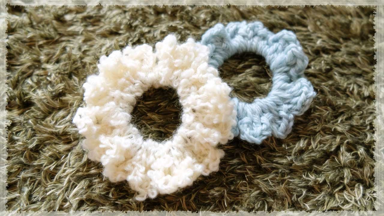 シュシュの簡単な作り方 編み方 羊みたいなモコモコ毛糸でかわいい Diy Quick Easy Crochet Scrunchie Tutorial Youtube