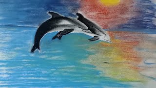 soft pestel drawing dolphin #easy tutorial #nature drawings #step by step, How to draw dolphins screenshot 3