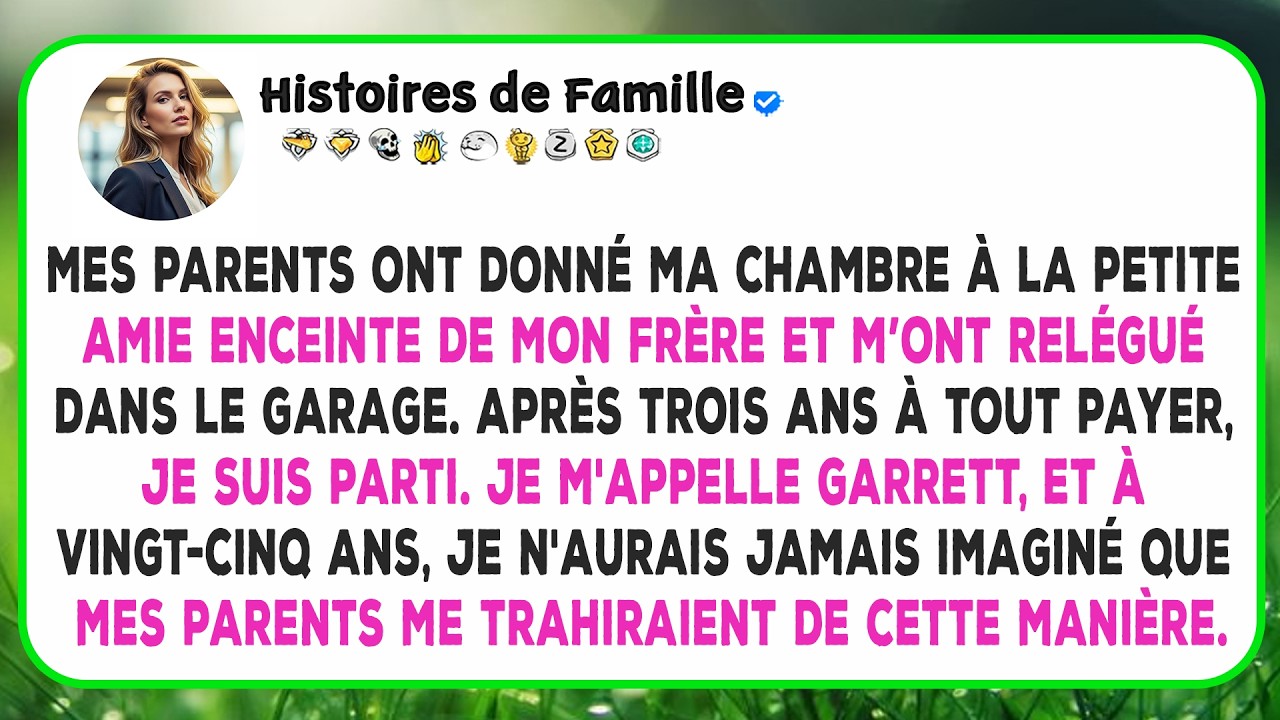 J'ai passé trois ans à payer toutes les factures de ma famille tout en vivant dans leur garage, après avoir été chassé de ma chambre pour que mon frère et sa petite amie enceinte puissent l'avoir....