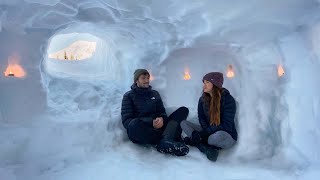 Snow Shelter Camping! | Deep Snow Primitive Survival Shelter/Cave Winter Camping