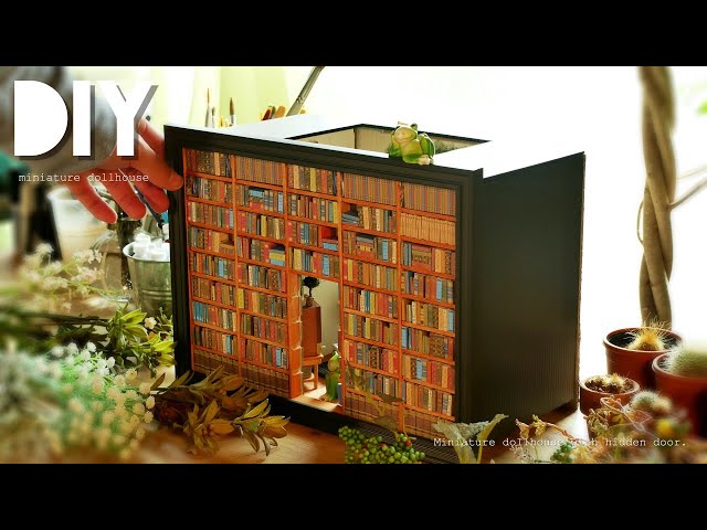 DIY☺︎ 100均のフォトフレームに隠し扉のあるドールハウスを作ってみた！Miniature dollhouse with hidden door!