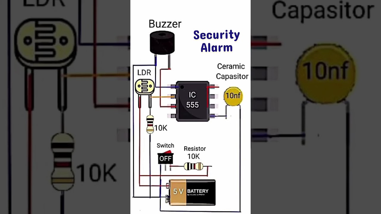 Security Alarm circuit waring animals using ic 555 