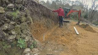 preparing bank and base for gabions