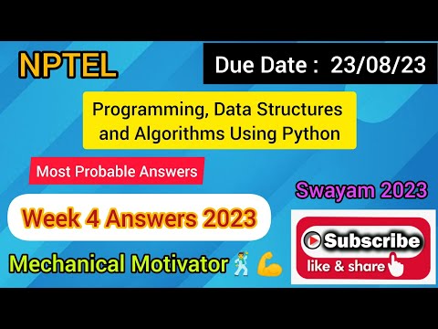 Programming, Data Structures and Algorithms Using Python | Week 4 Quiz | Assignment 4 Soln | NPTEL