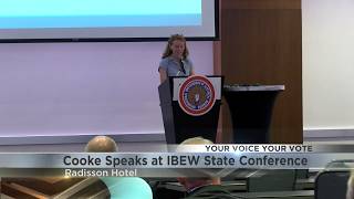Democratic candidate Rebecca Cooke addresses IBEW union conference in La Crosse