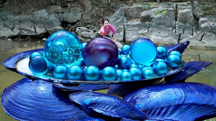 😱😱Pry open the giant blue clam, inside it is pregnant with charming blue pearls, extremely beautiful